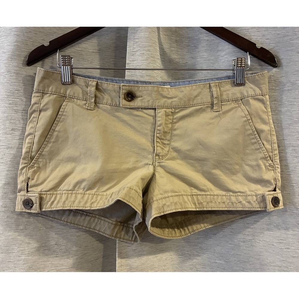 Mossimo Supply Co. Juniors Khaki Hot Pants Beige Size 9 Cotton Spandex Pockets‎